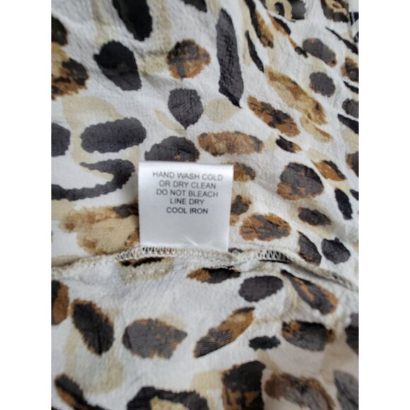 Kyla Seo Womens Leopard Print Button-Up Tunic Dress/Top Large Long Sleeve Brown - Picture 4 of 9